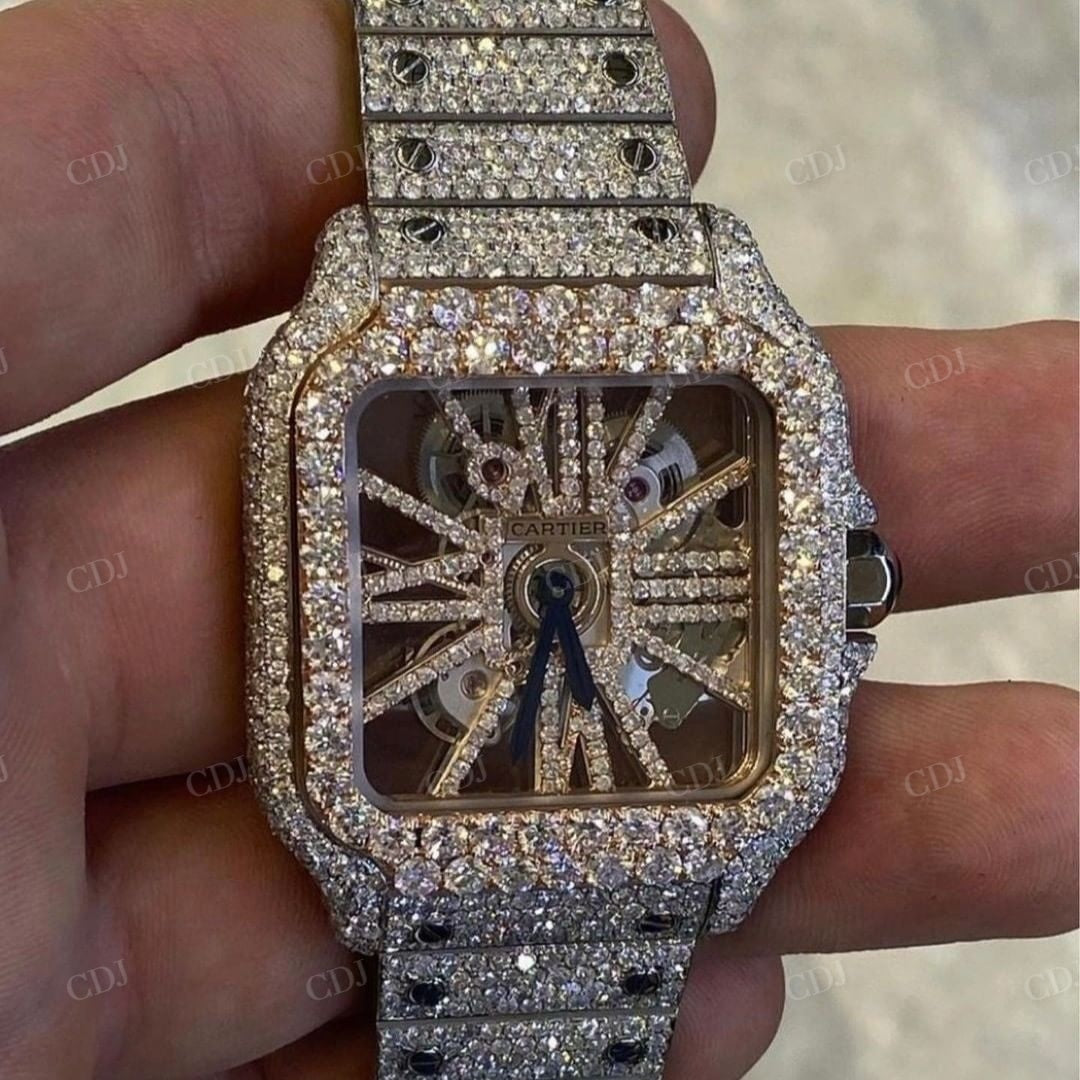 Iced Out Cartier Skeleton Diamond Moissanite Watches customdiamjewel