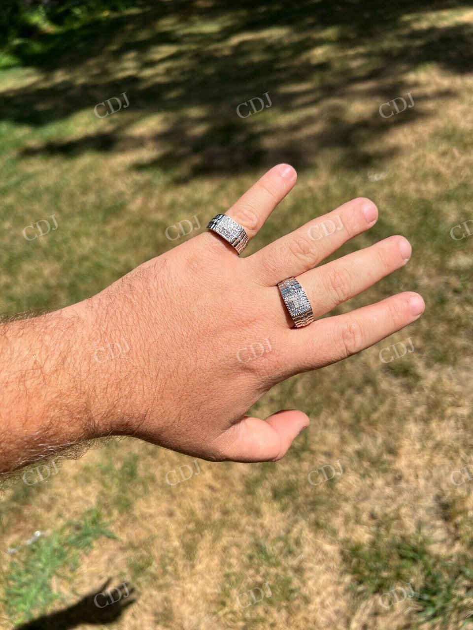 Round Moissanite Wide Band Mens Ring customdiamjewel