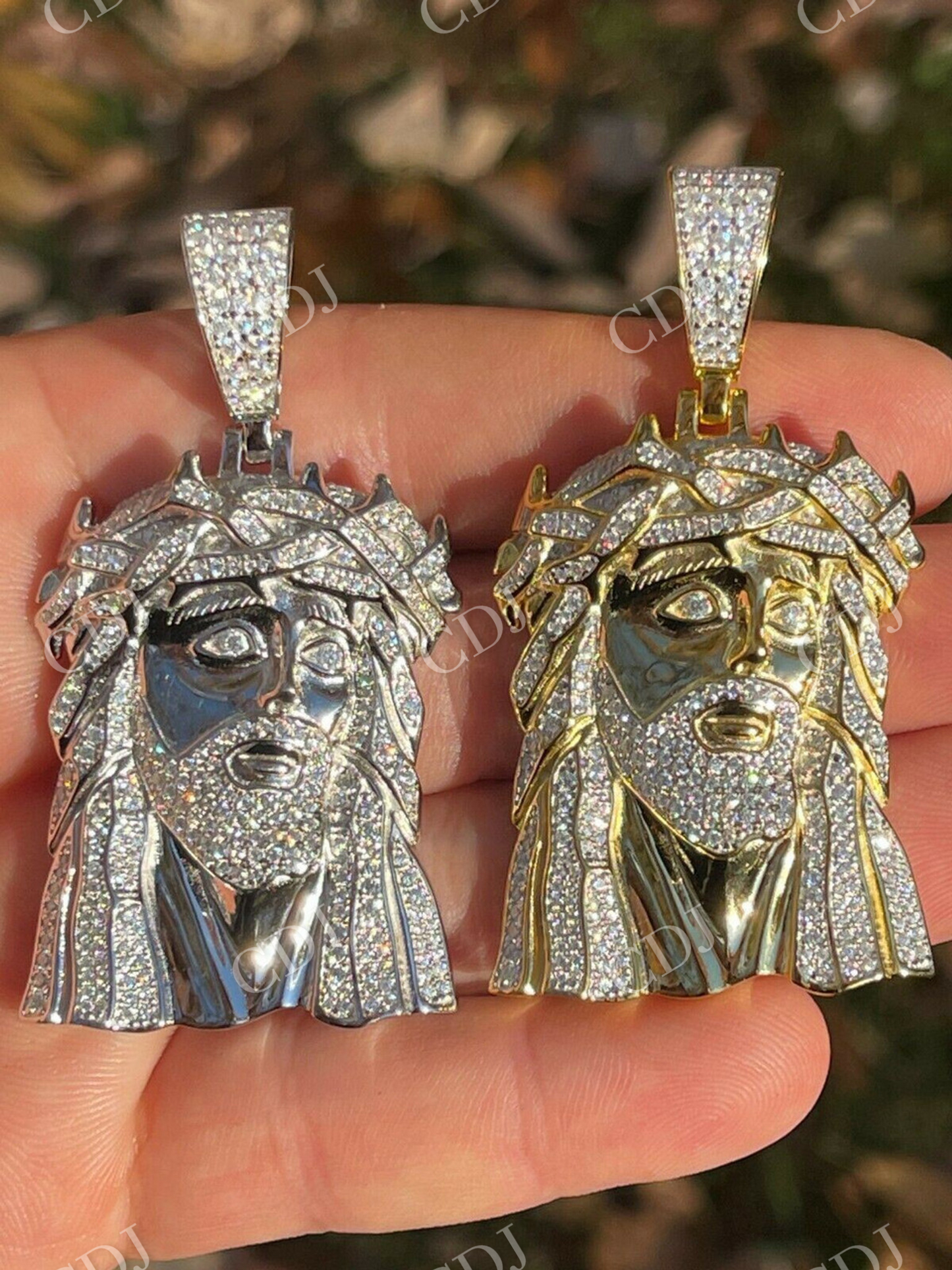 14K Gold Diamond old Jesus Piece Pendant customdiamjewel