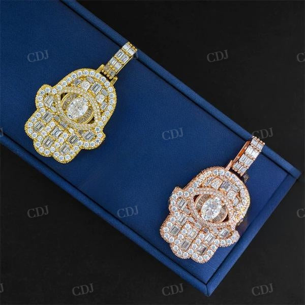 Fully Iced Diamond Hip Hop Hamsa Pendant customdiamjewel