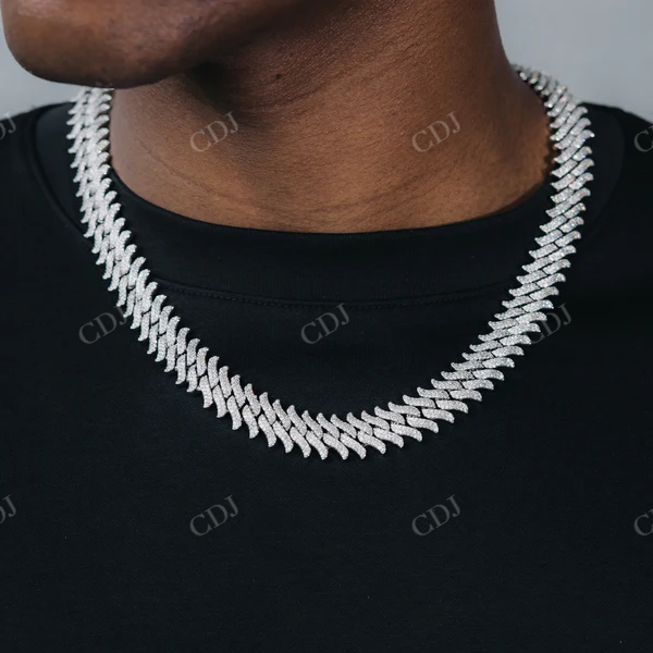 Custom Diamond Spiked Cuban Chain Necklace customdiamjewel