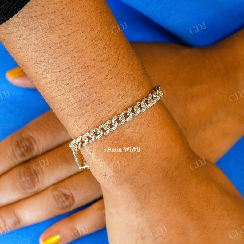 14K Solid Gold cuban Curb Natural Diamond Bracelet cuban Curb bracelet customdiamjewel   