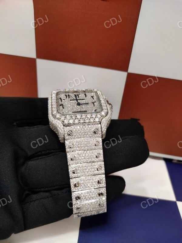 VVS Moissanite Studded Diamond Watch White Gold Plated Cartier Wrist Watches For Men Wholesale Manufacture customdiamjewel