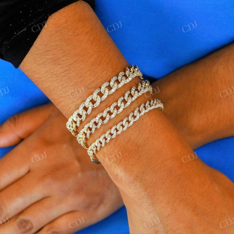 14K Solid Gold cuban Curb Natural Diamond Bracelet cuban Curb bracelet customdiamjewel