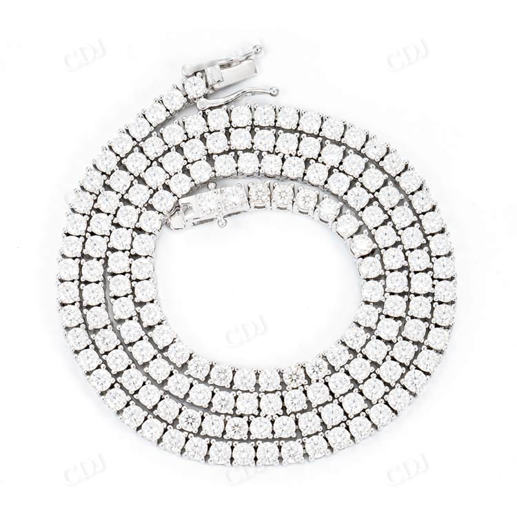 Round Silver Diamond Tennis Chain Wedding Gift for Girl hip hop jewelry customdiamjewel