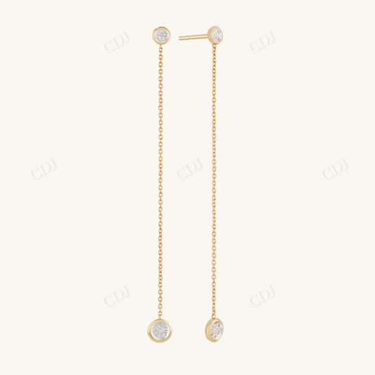 Diamond & White Enamel Round Bezel Chain Drop Earrings  customdiamjewel 10 KT Solid Gold Yellow Gold VVS-EF