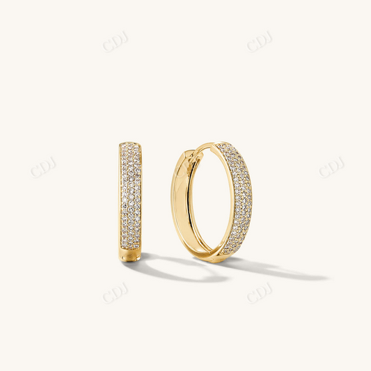 Bold Medium Pave Diamond Hoops Earrings  customdiamjewel 10 KT Solid Gold Yellow Gold VVS-EF