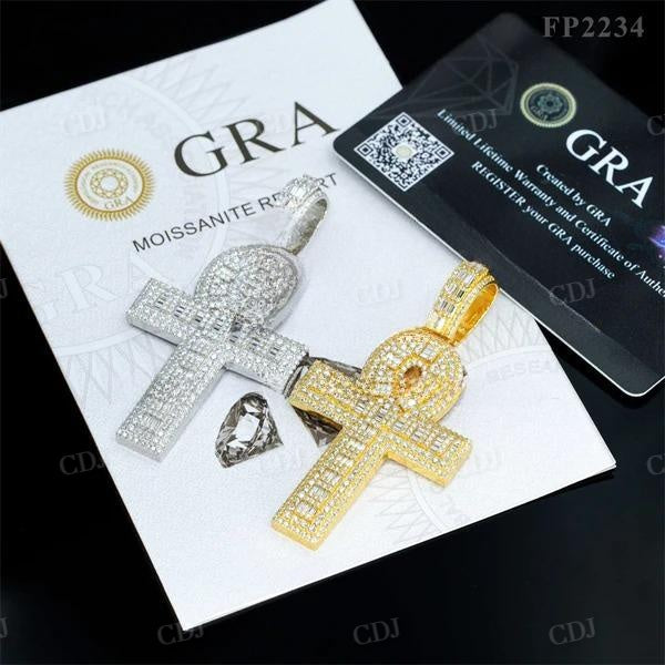 Men Iced Out Diamonds Ankh Cross Pendant For Men customdiamjewel