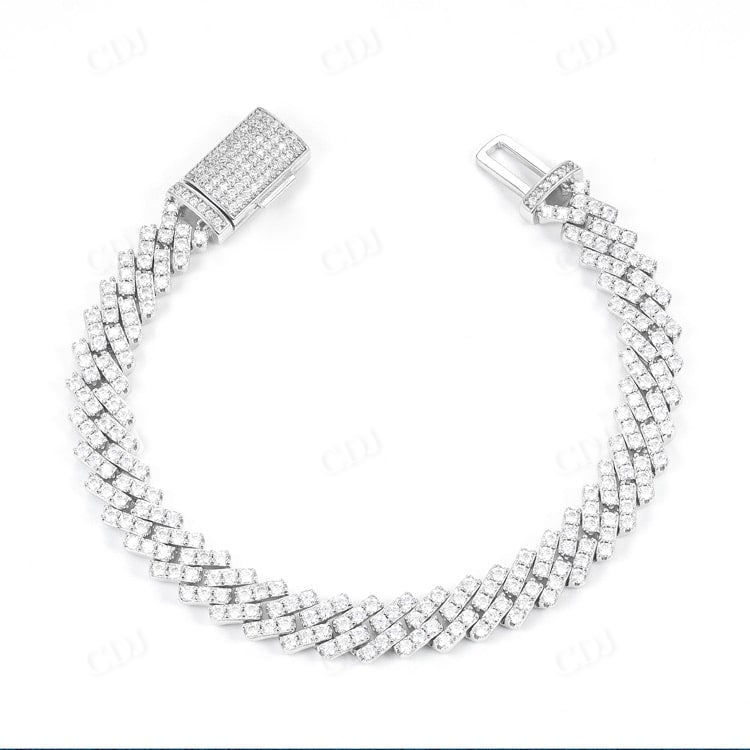 8MM Diamond White Gold Cuban Link Bracelet hip hop jewelry customdiamjewel