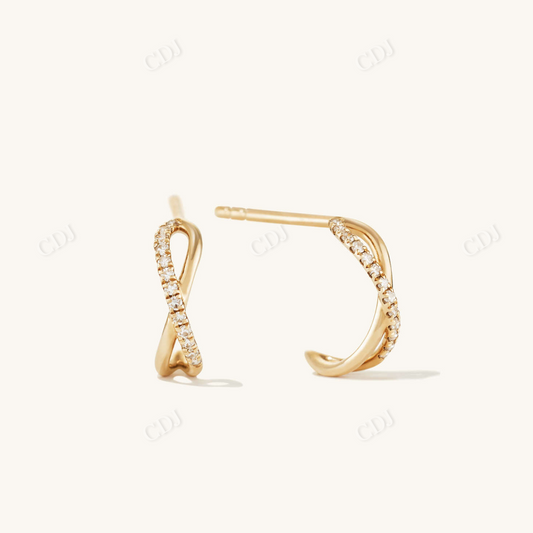 Pave Crossover Hoop Earrings in 18K Yellow Gold with Diamonds  customdiamjewel 10 KT Solid Gold Yellow Gold VVS-EF