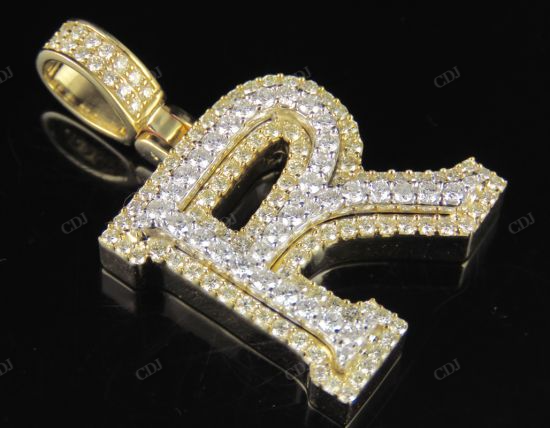 1.5" 1.9 CTW Natural Diamond Solid Gold Custom Initial 'R' Letter Pendant CustomDiamJewel