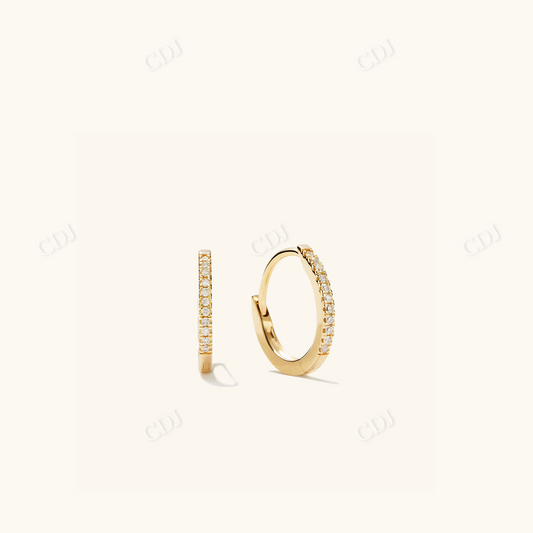 Pave Diamond 14K Solid Gold Huggie Hoop Earrings  customdiamjewel 10 KT Solid Gold Yellow Gold VVS-EF