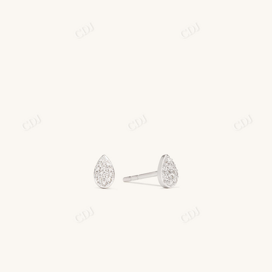 14K White Gold Pear Shaped Pave Diamond Stud Earrings  customdiamjewel 10 KT Solid Gold White Gold VVS-EF