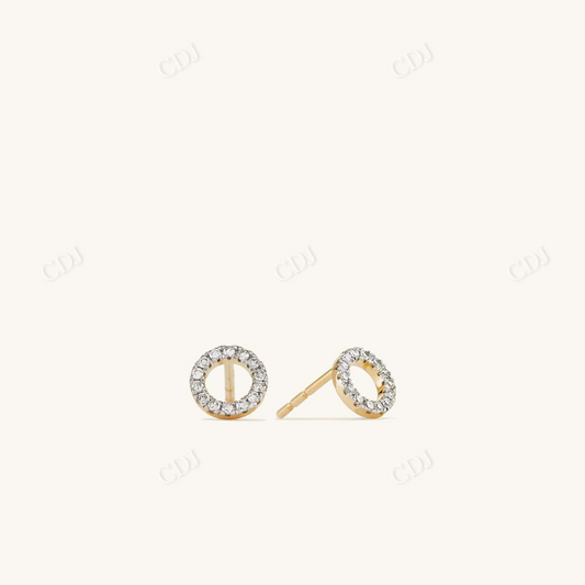 Diamond Round Studs, Single Halo 18K Yellow Gold Earrings  customdiamjewel 10 KT Solid Gold Yellow Gold VVS-EF