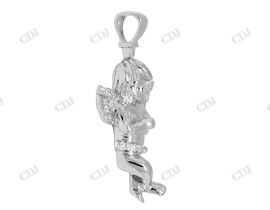 Sterling Silver moissanite Genuine Diamond Crossed Angel Pendant Hip Hop Pendent CustomDiamJewel