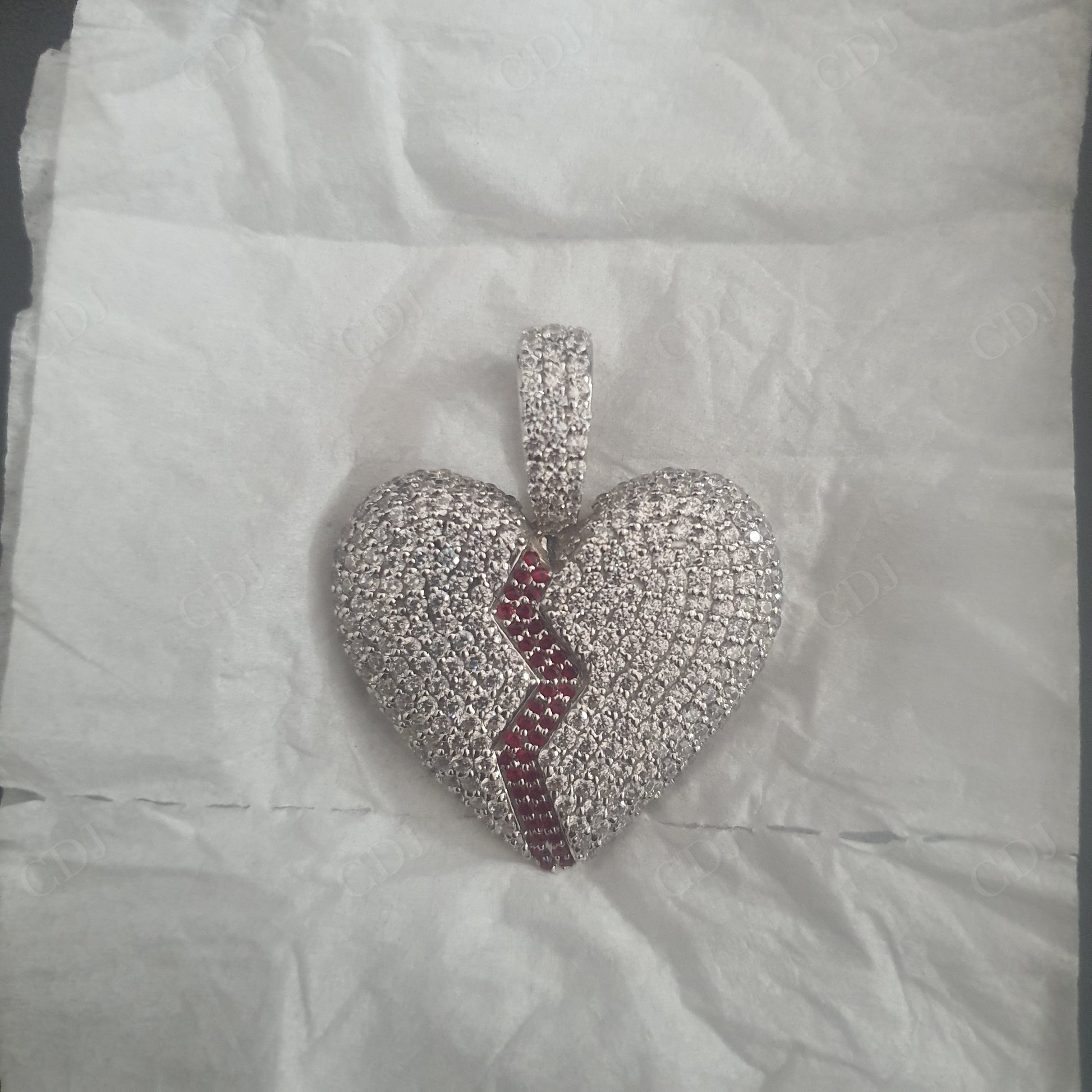 Broken Heart Moissanite Diamond Silver Pendant hip hop jewelry customdiamjewel   