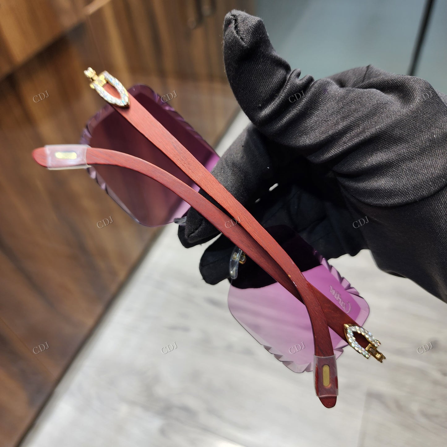 Trendy Pink Moissanite Premium Sunglasses For Men hip hop jewelry CustomDiamJewel