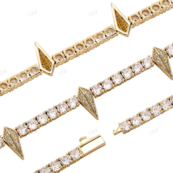 10K Gold 4mm Claw Stationed Diamond Tennis Chain hip hop jewelry CustomDiamJewel