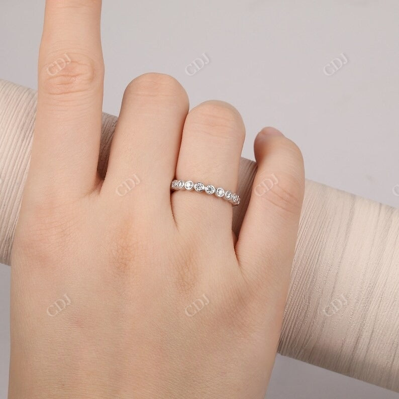 0.37CT Round Natural Diamond Bezel Set Stackable Wedding Band customdiamjewel