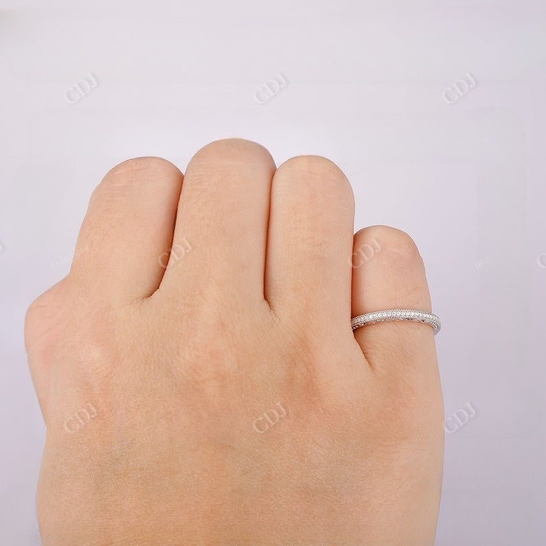 0.08CT Round Cut Natural Diamond Milgrain Weddung Band customdiamjewel