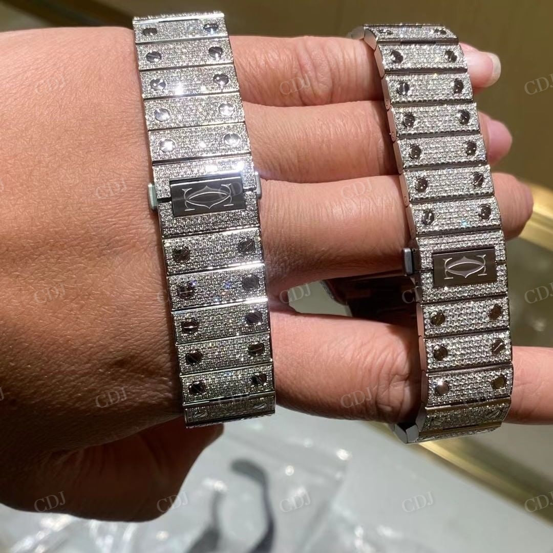 Stainless Steel Cartier Diamond Iced Out Moissanite Watches customdiamjewel
