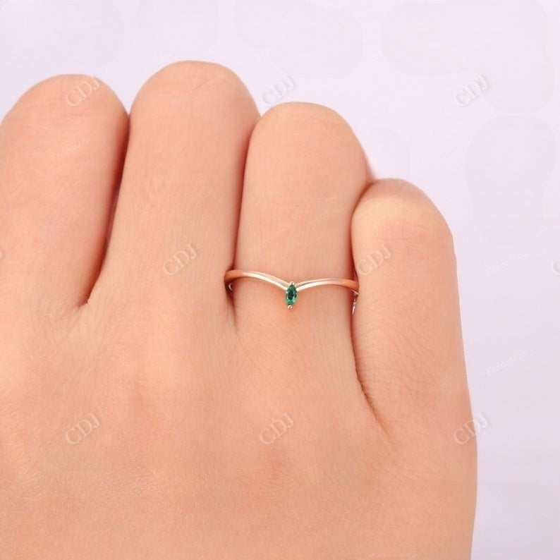 0.05CT Marquise Emerald Real Diamond Wedding Band customdiamjewel