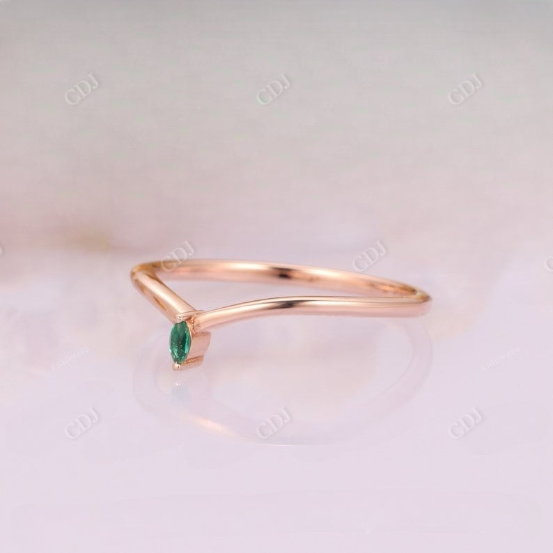 Emerald Marquise Cut Curved Moissanite Wedding Band Wedding Band customdiamjewel