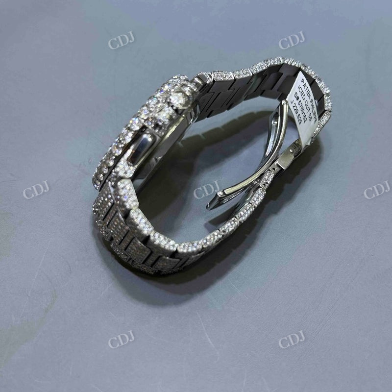 Full White Patek Philippe Moissanite Diamond Watch customdiamjewel