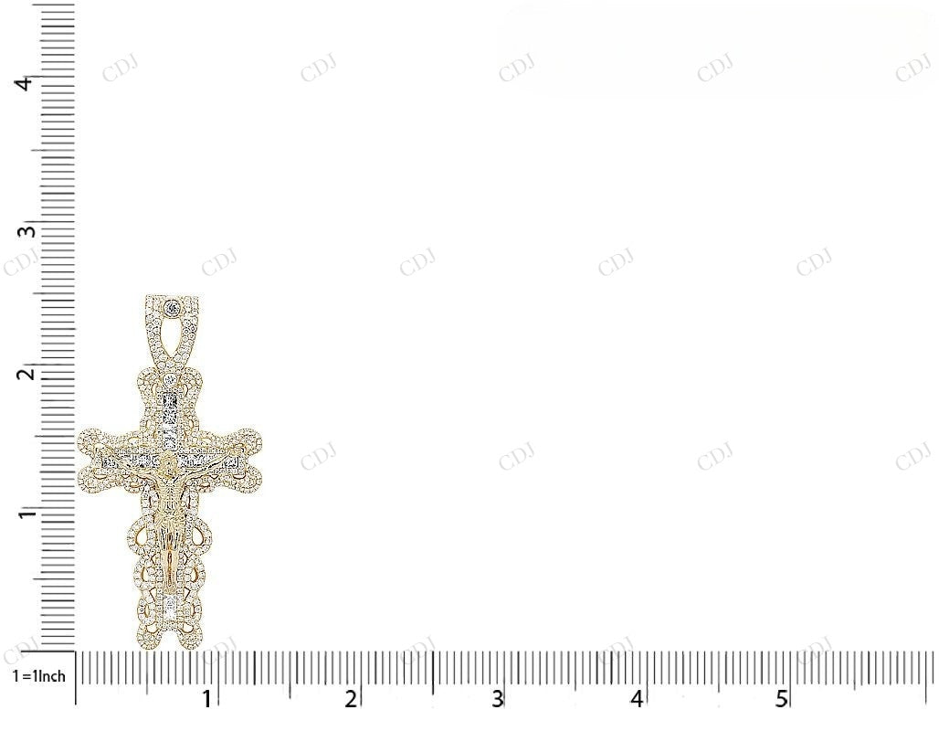 10K Yellow Gold Jesus Crucifix Lab Grown Diamond Cross Pendant Hip Hop Pendent CustomDiamJewel