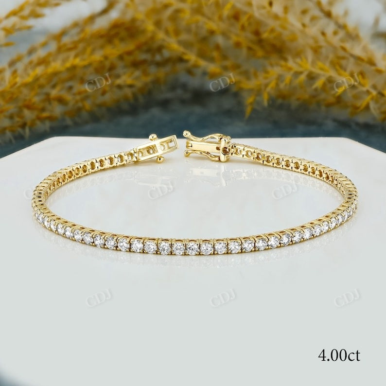 Round Cut Lab Grown Diamond Tennis Bracelet  customdiamjewel 10KT Solid Gold Yellow Gold VVS-EF
