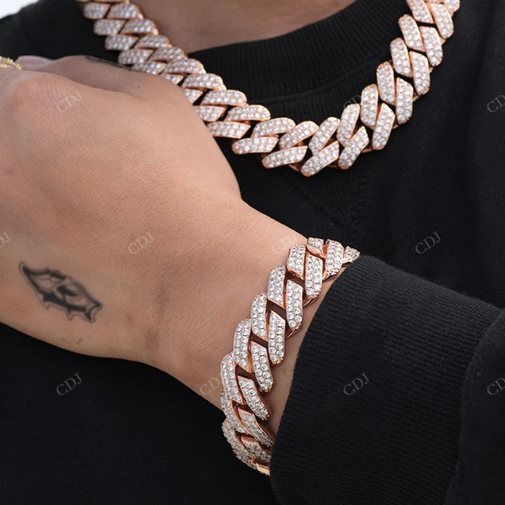 Rose Gold Plated Full Ice Out Hip Hop Rapper Style Cuban Bracelet hip hop jewelry CustomDiamJewel