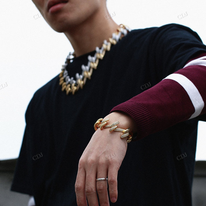 18K Yellow Gold 20mm Iced Out Diamond Twist Link Chain hip hop jewelry CustomDiamJewel