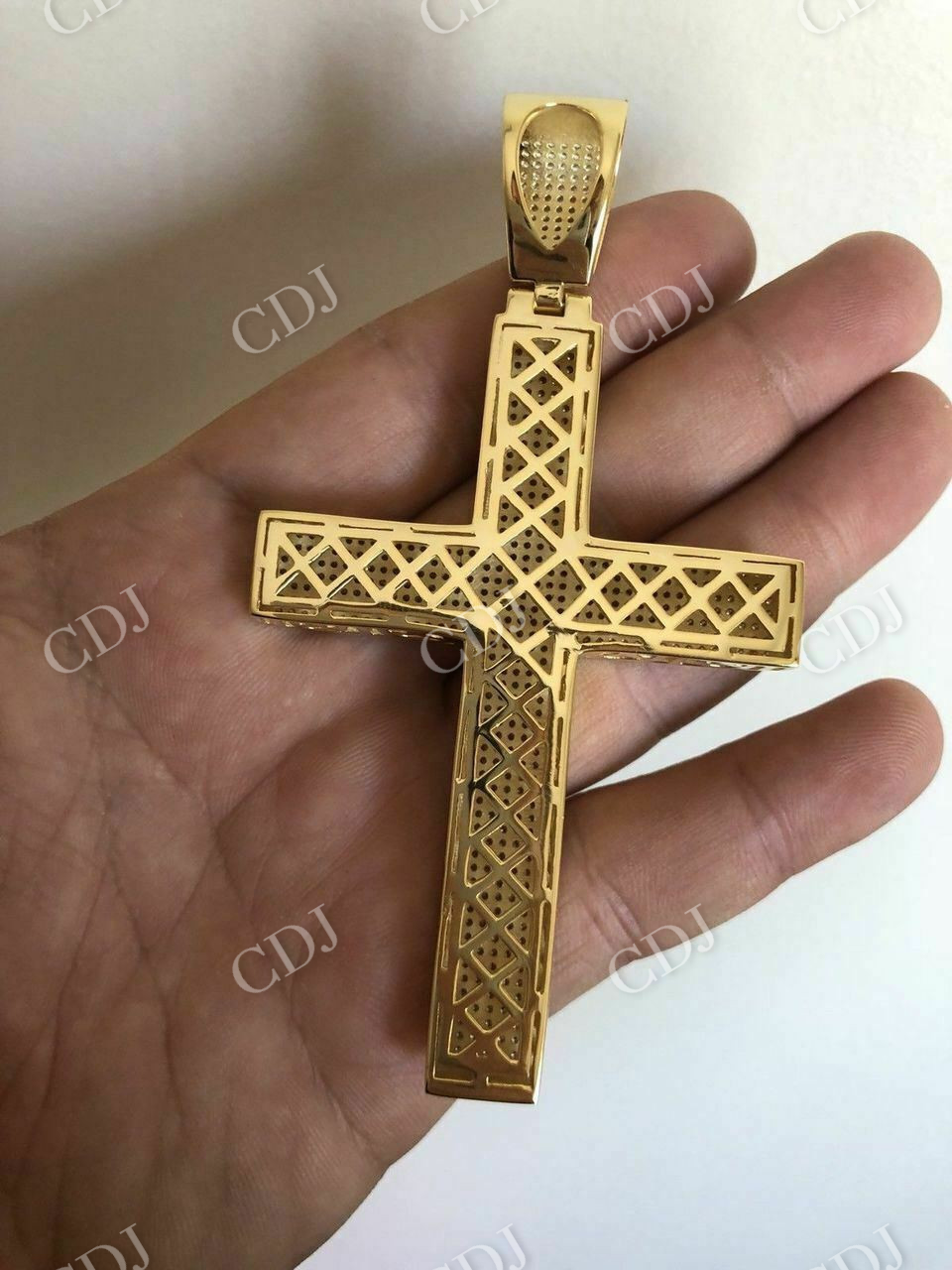 Huge 14k Gold Cross Hip Hop Pendant customdiamjewel