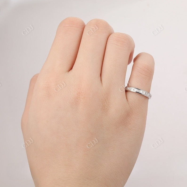 0.70CTW Princess Cut Real Diamond Half Eternity Wedding Band customdiamjewel