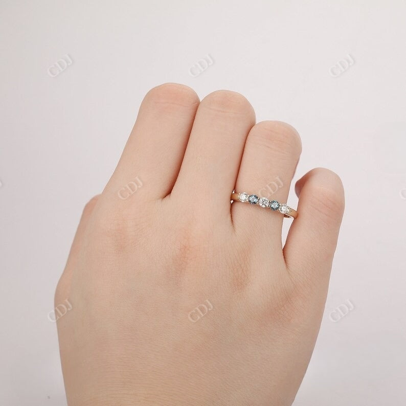 0.50CTW Round Cut Real Diamond 5 Stone Wedding Band customdiamjewel