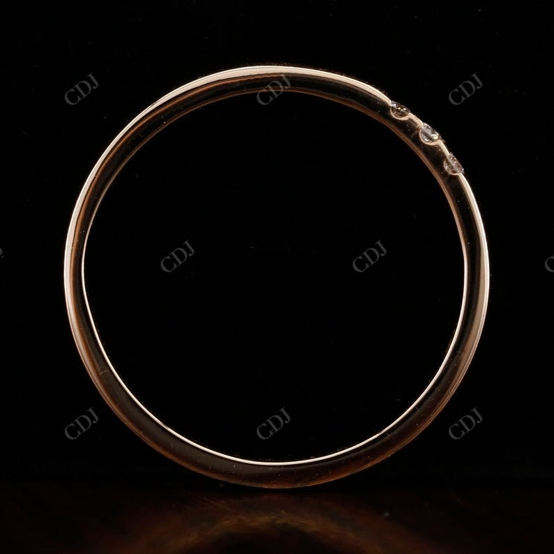 Solid Gold Dainty Stacking Diamond Wedding Band customdiamjewel