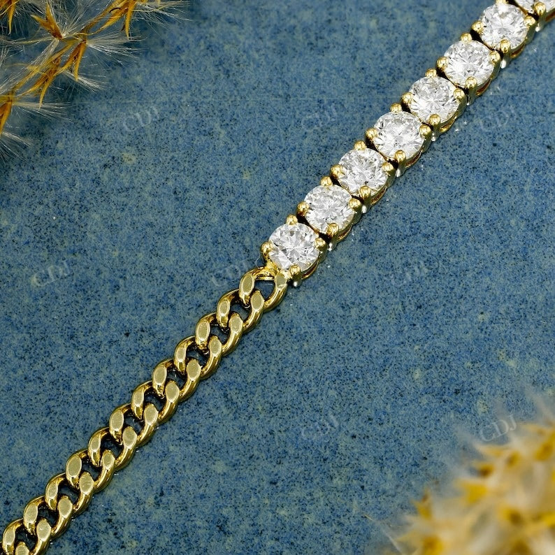 Lab Grown Diamond Cuban Link Tennis Bracelet  customdiamjewel   