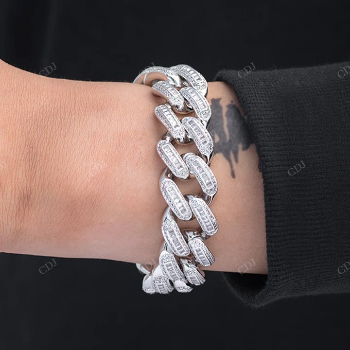 Sterling Silver Full Ice Out Hip Hop Style Bracelet For Man hip hop jewelry CustomDiamJewel