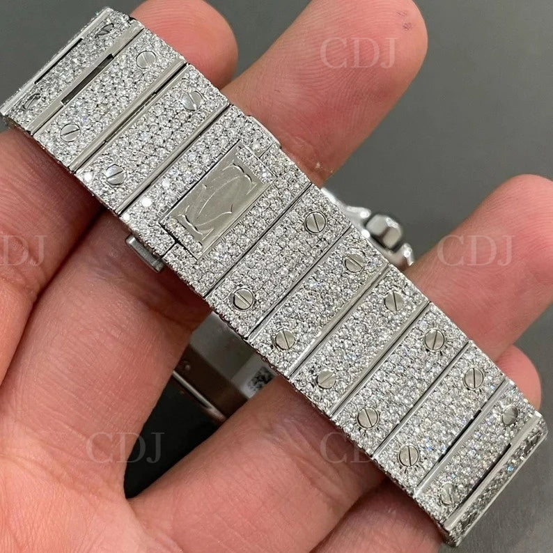 Bust Down Cartier Santos Custom Men's Moissanite Watch customdiamjewel