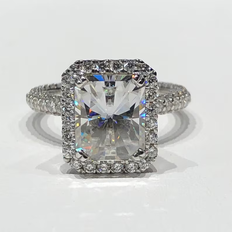 Radiant Cut Full Eternity Moissanite Engagement Ring customdiamjewel
