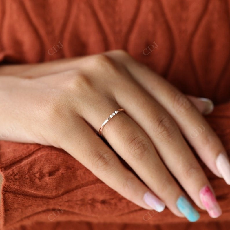 0.038 CTW Round Lab Grown Diamond Stackable Wedding Band For Women customdiamjewel