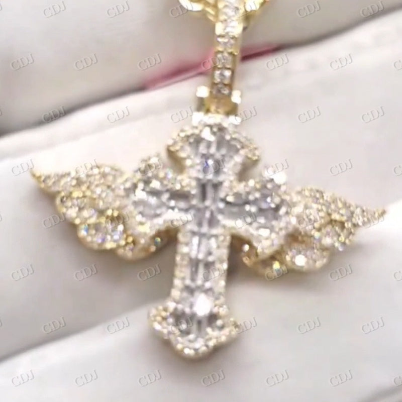 Hip Hop Diamond Cross Wing Iced Out Pendant CustomDiamJewel