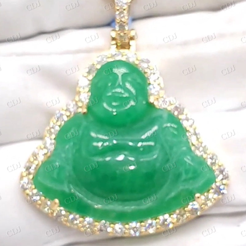 Green Jade Buddha Charm Moissanite Pendant CustomDiamJewel