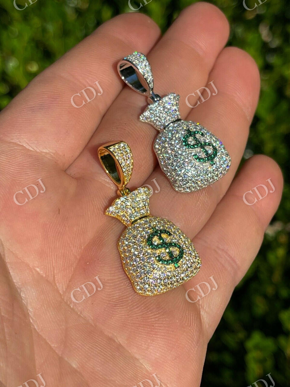 Silver/ Gold Money Bag Dollar Pendant customdiamjewel