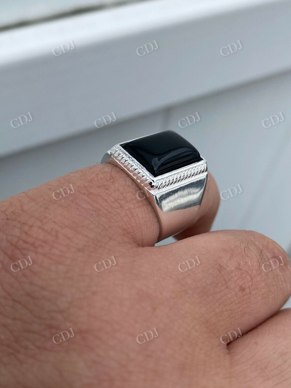 925 Sterling Silver Black Onyx Signet Ring customdiamjewel