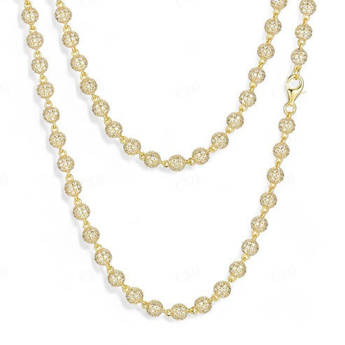 Hot Selling 10mm Moissanite Iced out Beads Chain Necklace hip hop jewelry CustomDiamJewel