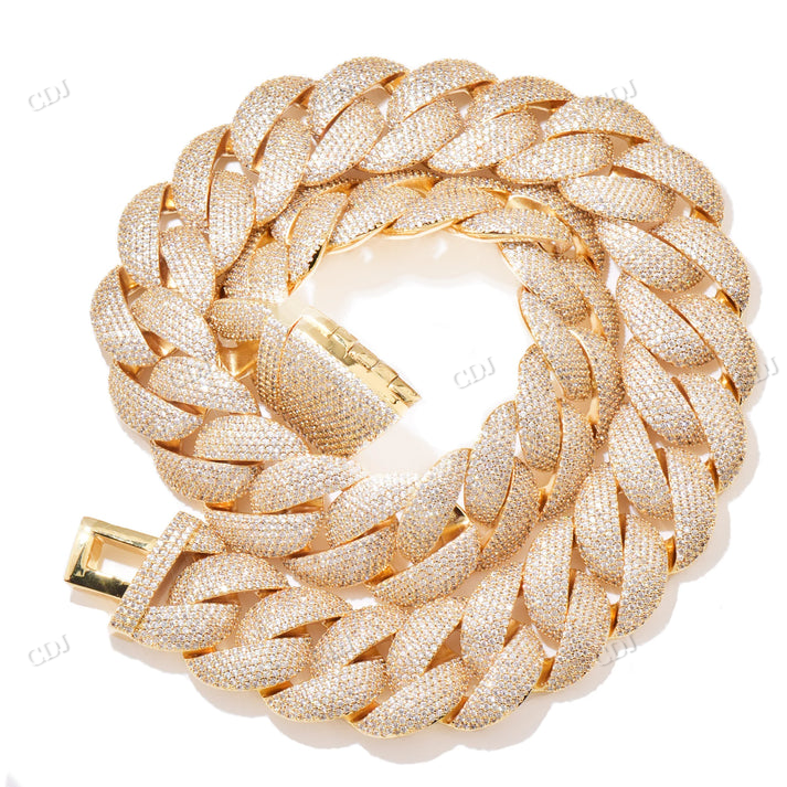 20MM Diamond Silver Curb Link Cuban Chain hip hop jewelry CustomDiamJewel