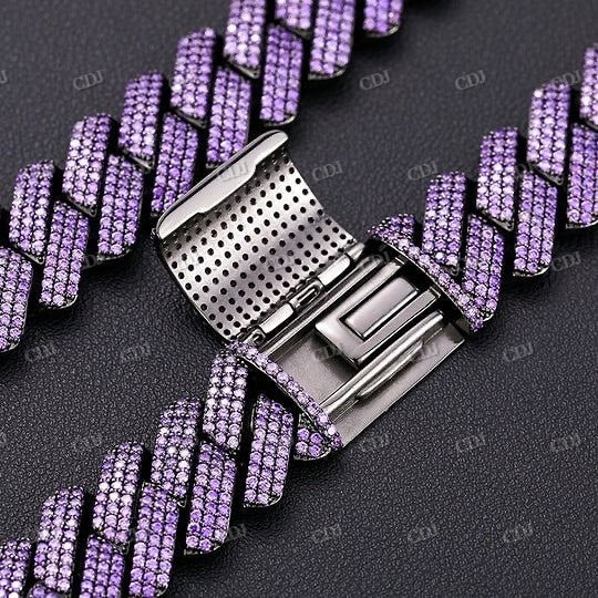 Custom Purple Moissanite Men's Cuban Chain hip hop jewelry customdiamjewel