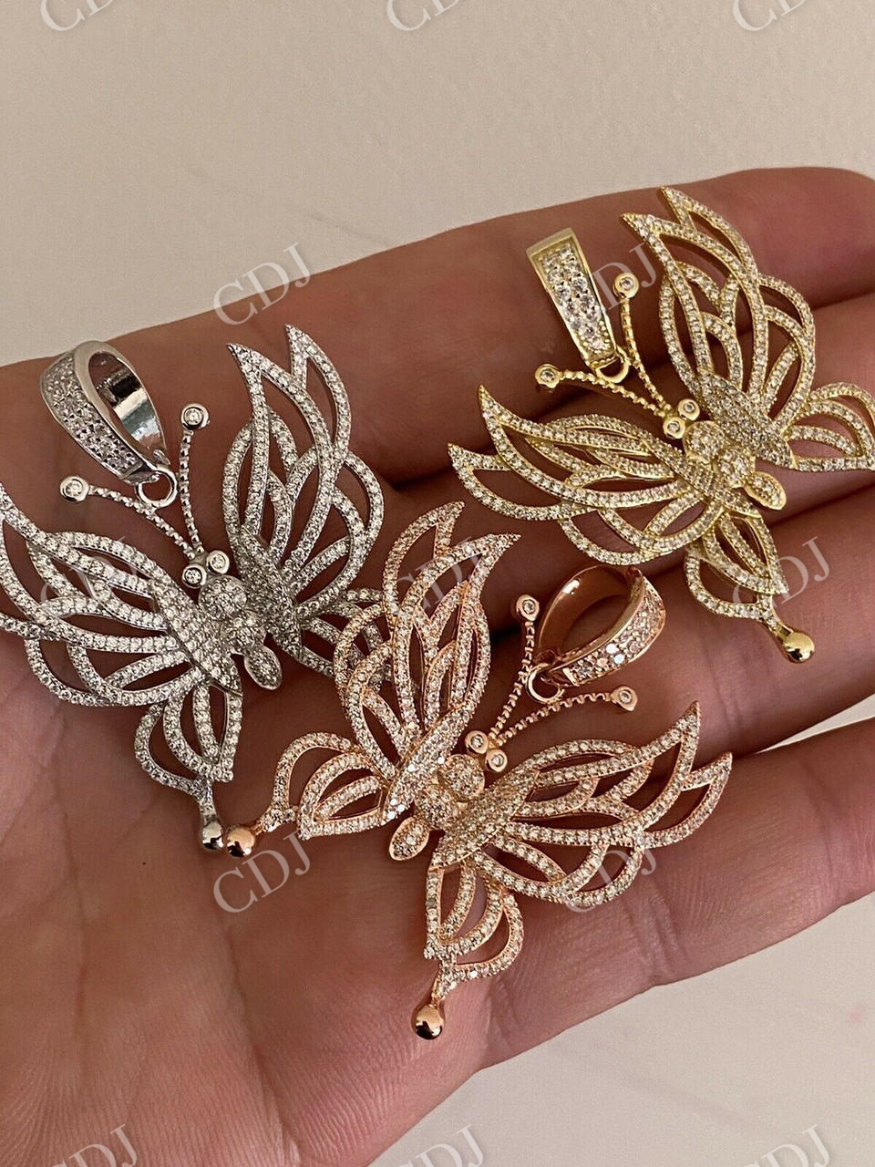 Iced Out Butterfly Pendant For Women customdiamjewel