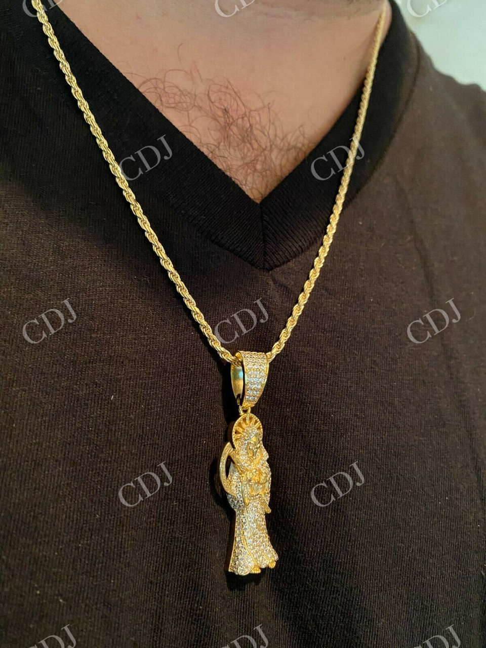 Santa Muerte Grim Reaper Death Pendant customdiamjewel